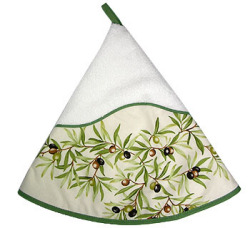 Hand - face round towel (Olives. white x raw)